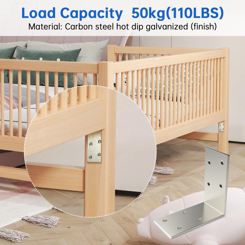 KOMOHOM (8PCS) L Brackets Heavy Duty 90 Degree Angle Bracket Galvanized Corner Brace  Angle Iron for Wood 90 Degree L Shape Bracket 3""x3""Metal Angle Shelf for Wood Beams Framing Fence - Image 3